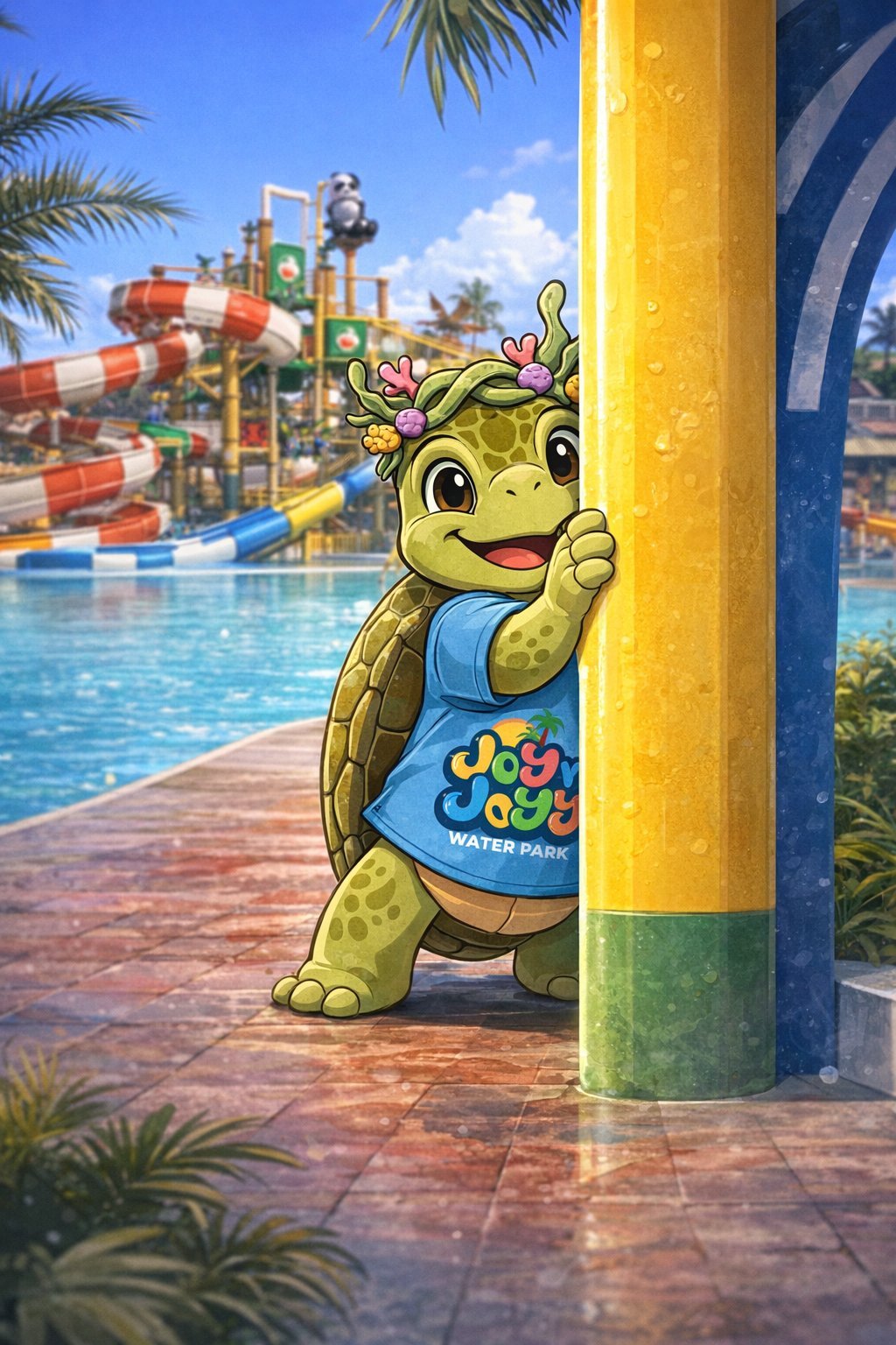 Oli mascot at waterpark
